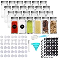 Los mejores  - Conjunto de 24 tarros de especias: recipientes de vidrio cuadrados- capacidad 120 ml- tapa hermética de 10.5 x 4.3 cm…